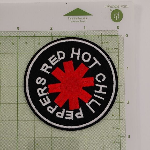 Red Hot Chili PeppeIron On Embroidered Patch Red and White on Black background - Picture 7 of 7